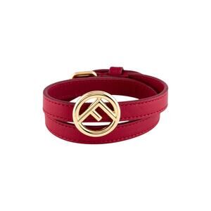 Fendi Red Leather F Is Fendi Double Wrap Bracelet
